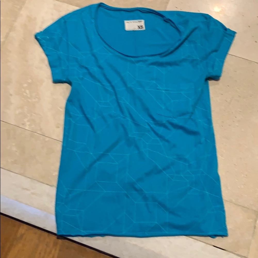 Rag & Bone Knit. Turquoise T w/ Rolled Sleeves. XS